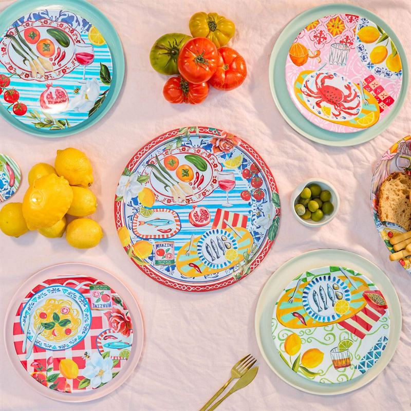 Italian Summer Set of 4 Melamine Plates