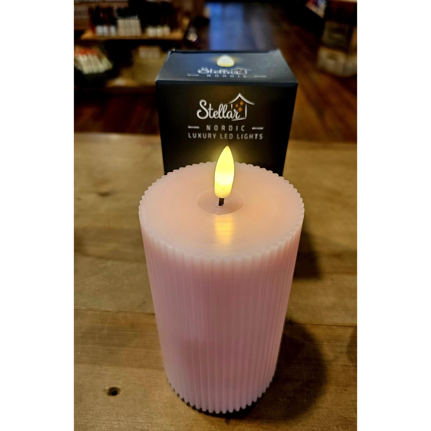 Stellar 12.5cm x 7.5cm Fluted Pink Pillar Candle