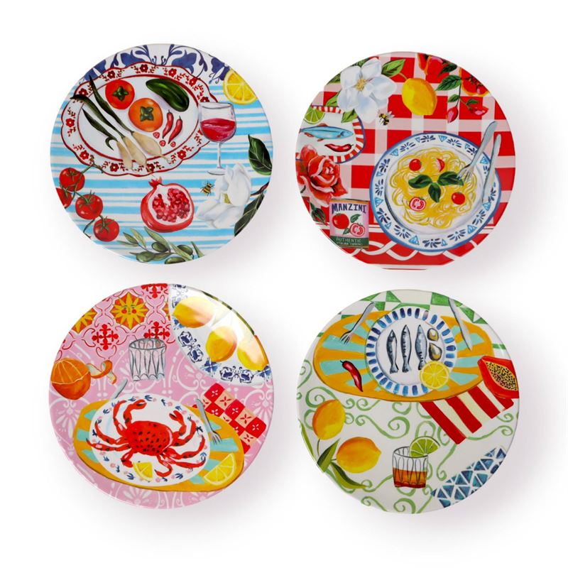 Italian Summer Set of 4 Melamine Plates