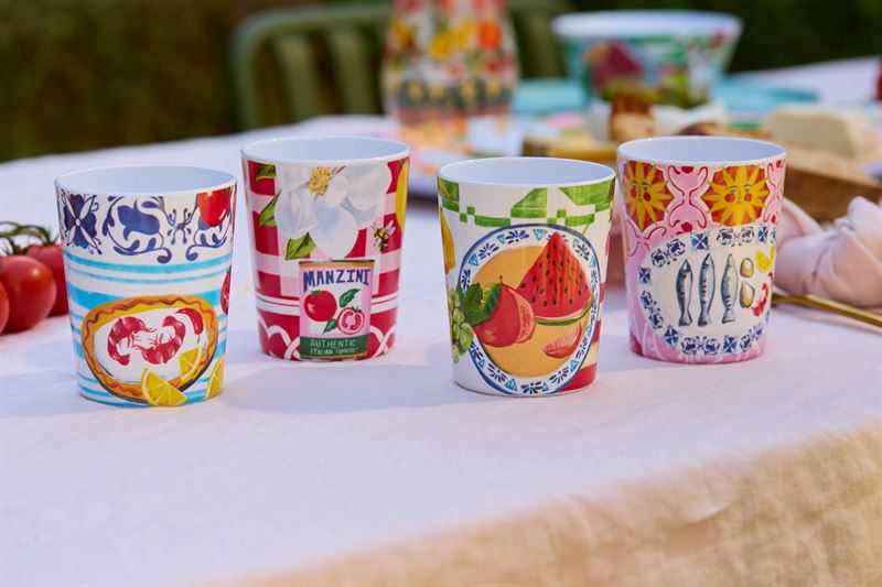 Italian Summer Set of 4 Melamine Cups
