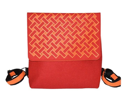 Orange on Red Backpack
