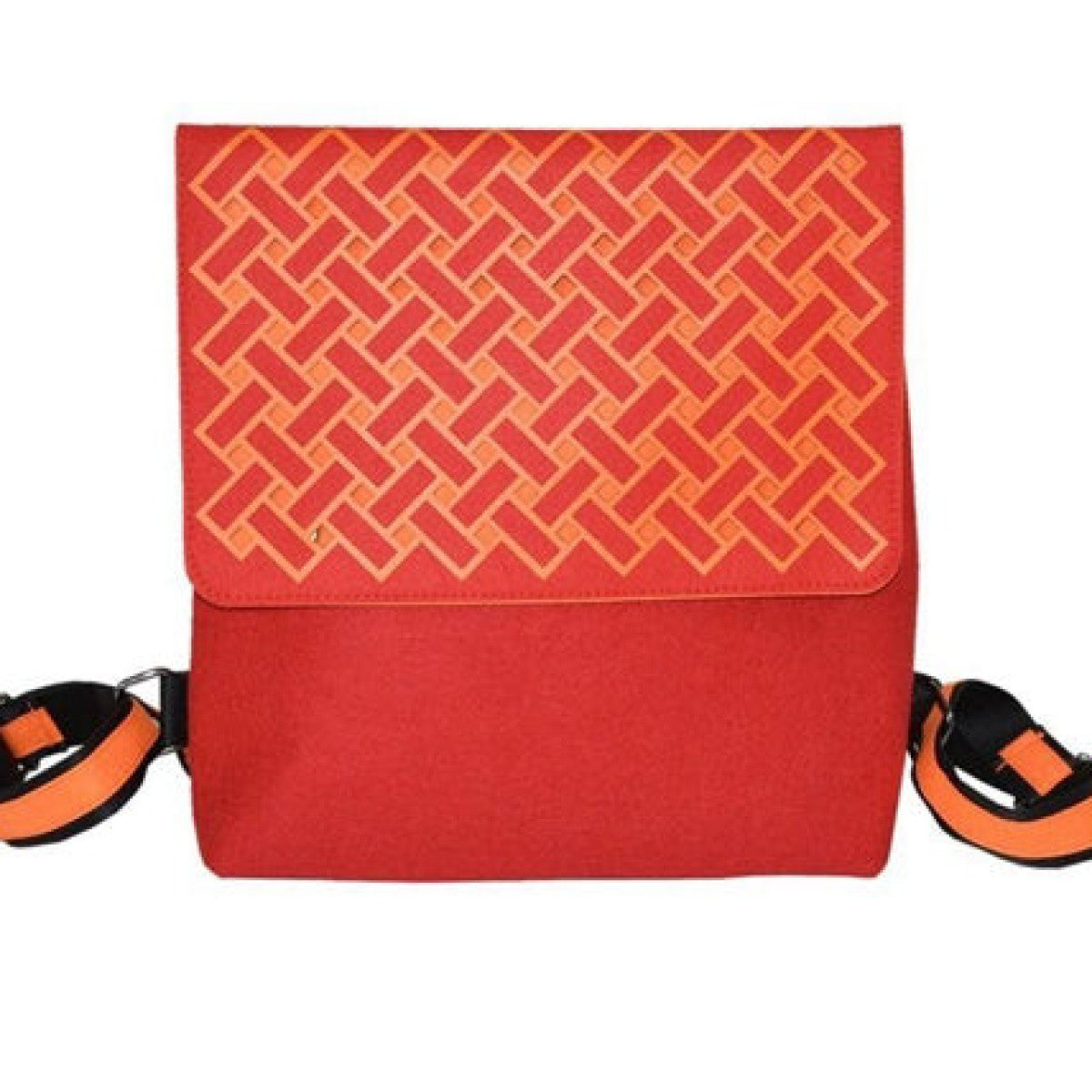 Orange on Red Backpack