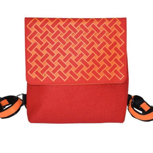 Orange on Red Backpack