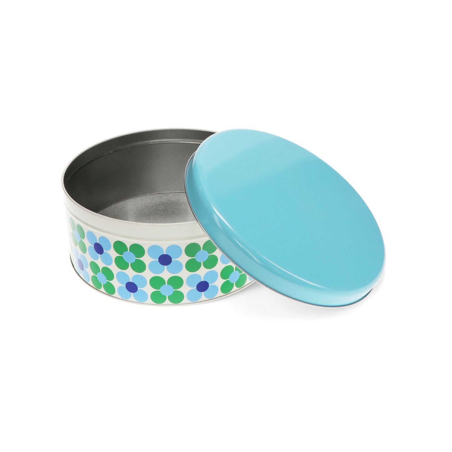 Cake Storage Tin Blue & Green Daisy