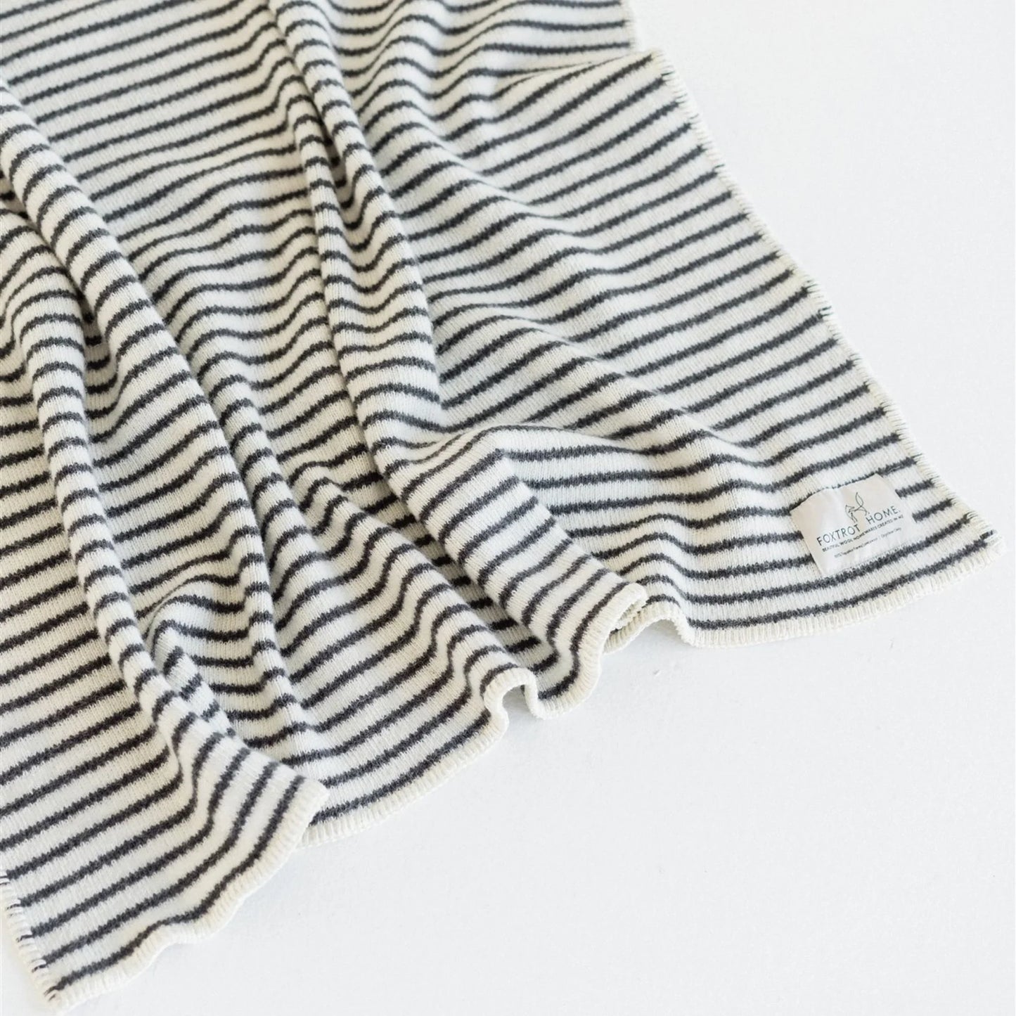 Foxtrot Home Charcoal Stripes Wool Baby Blanket