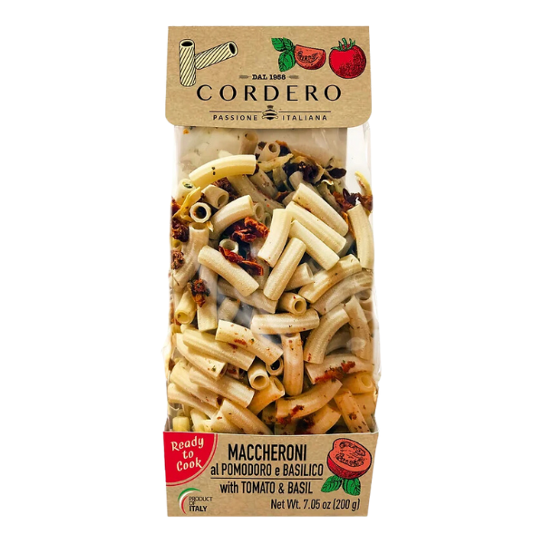 Maccheroni with Tomato & Basil Ready to Cook Pasta 200g