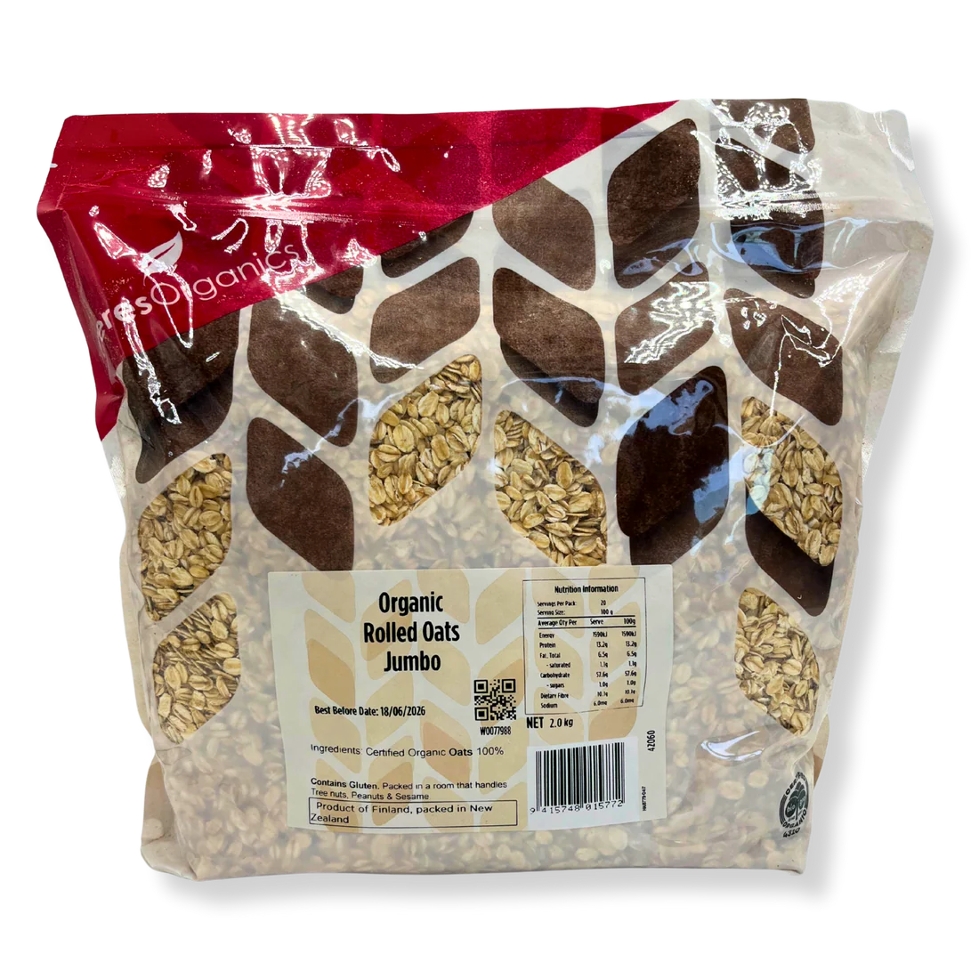 Ceres Organic Rolled Oats, Jumbo 2kg