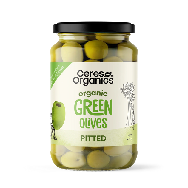 Organic Green Olives, Pitted 315G