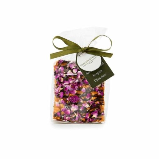 Bramble & Hedge Salted Caramel, Rose Petal & Dark Belgian Chocolate Peanut Brittle