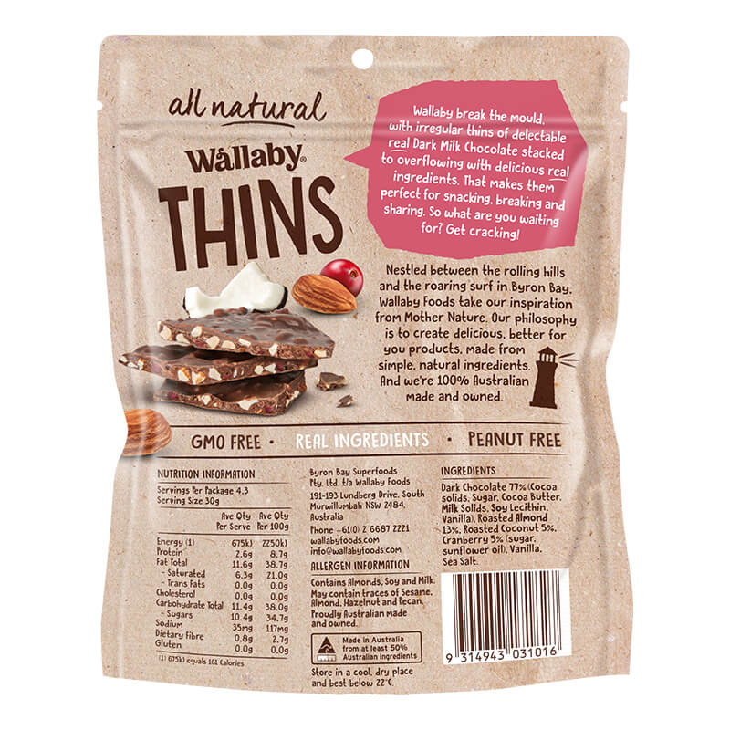 Wallaby Thins Almond, Coconut & Cranberry