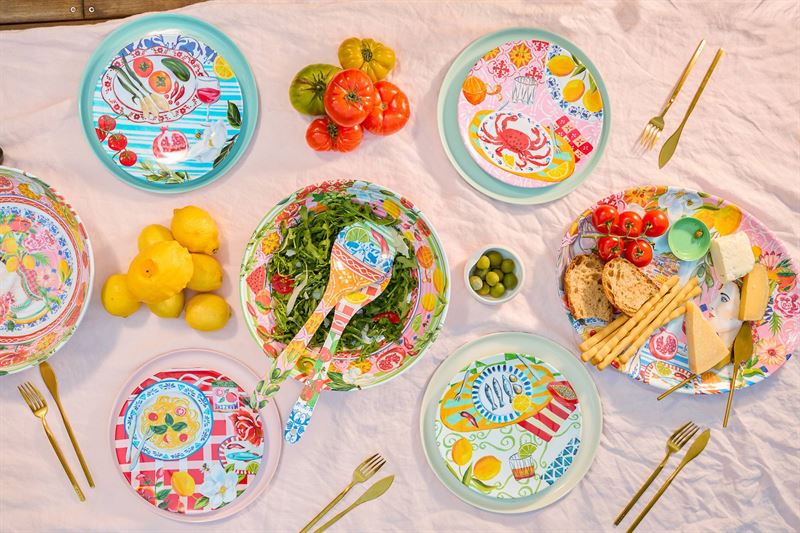 Italian Summer Set of 4 Melamine Plates