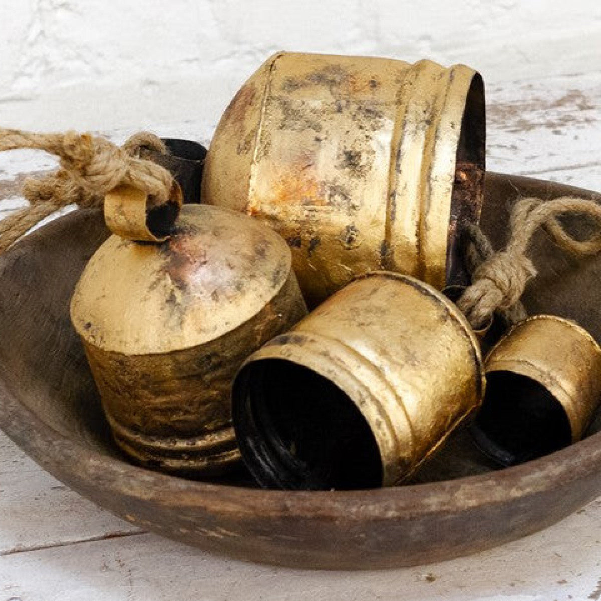 Set of 4 Gold Forged Bells