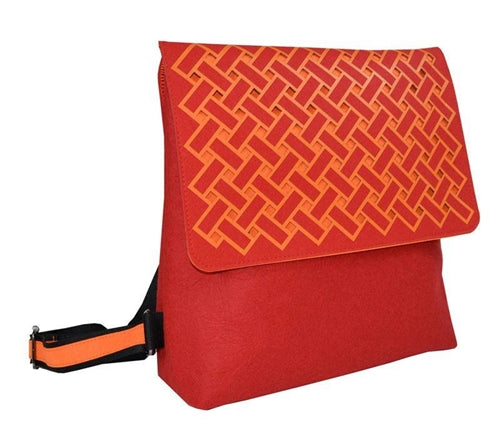 Orange on Red Backpack