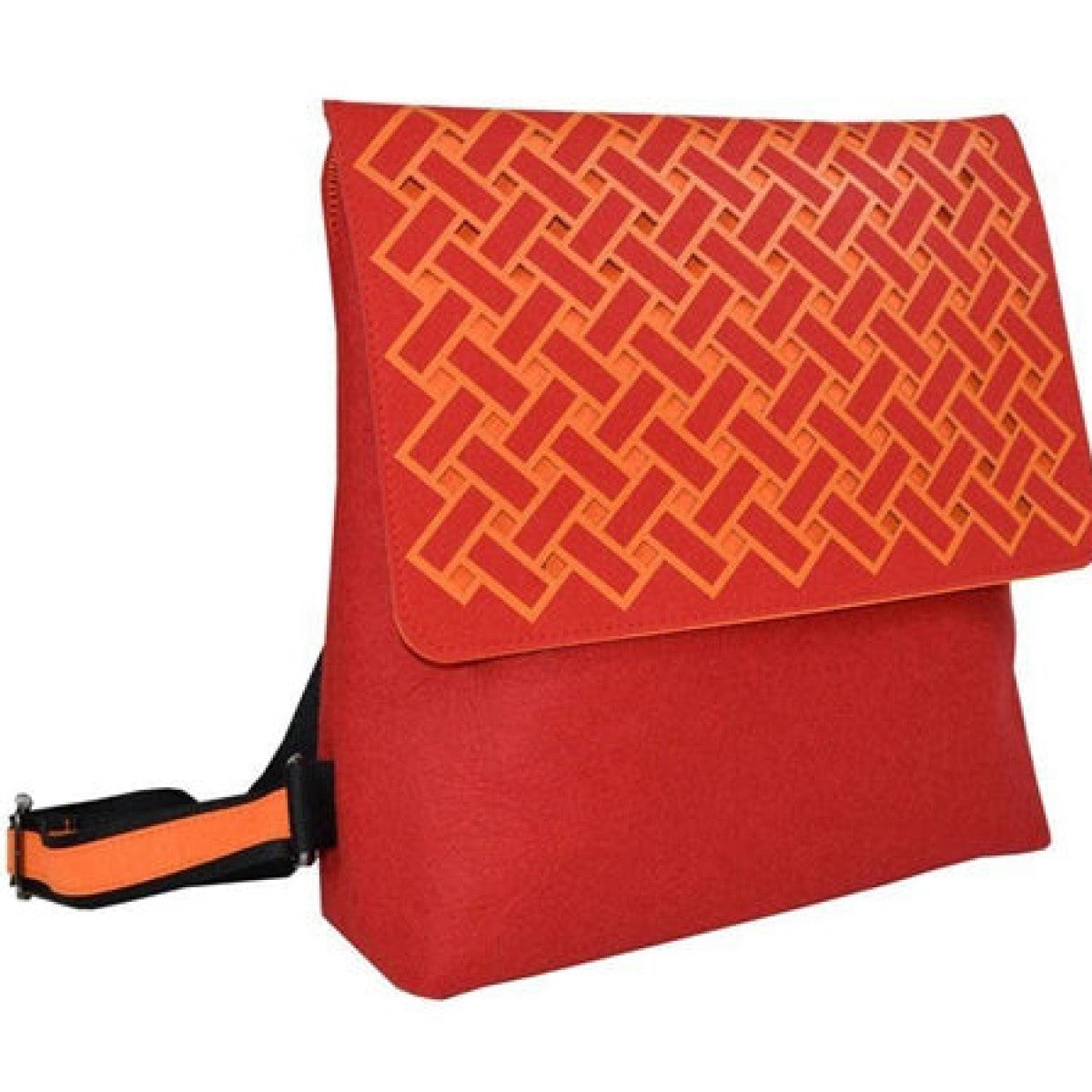 Orange on Red Backpack