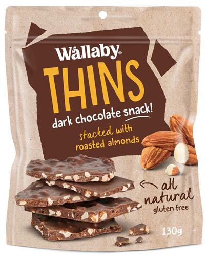 Wallaby Thins Dark Chocolate Roast Almond
