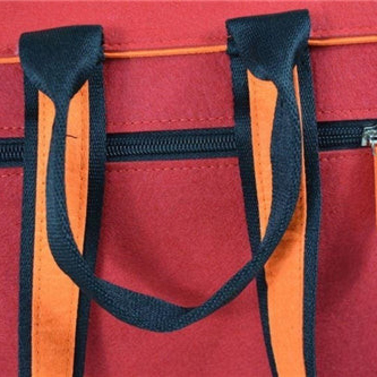 Orange on Red Backpack