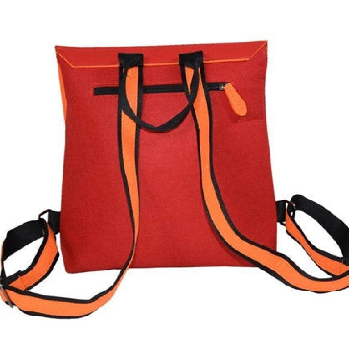 Orange on Red Backpack