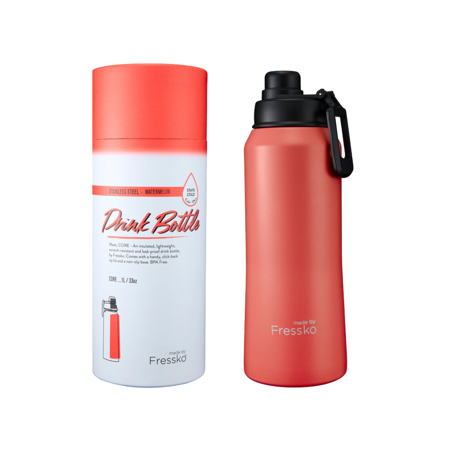 Fressko Core Drink Bottle Watermelon 1L