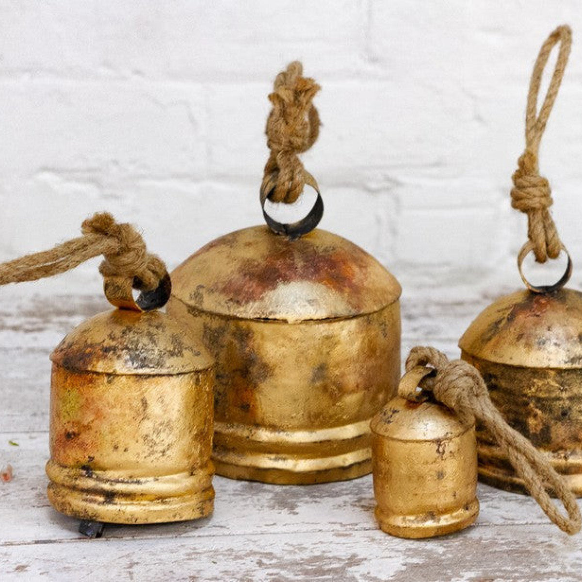 Set of 4 Gold Forged Bells