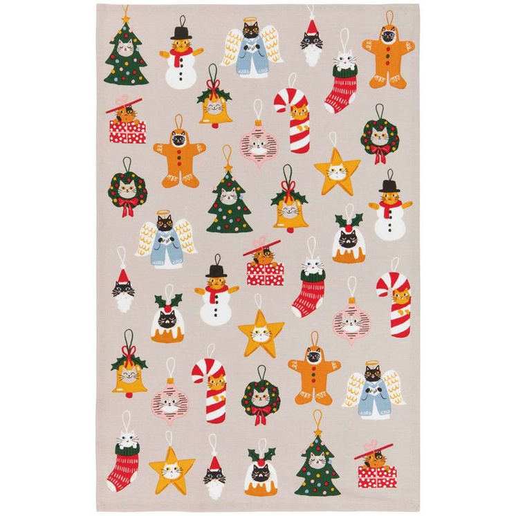 Bauble Cats Christmas Tea Towel