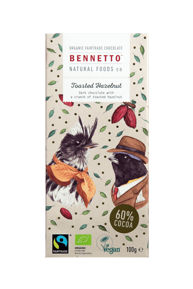 Bennetto Toasted Hazelnut Organic Fairtrade Chocolate 100G -front.jpg
