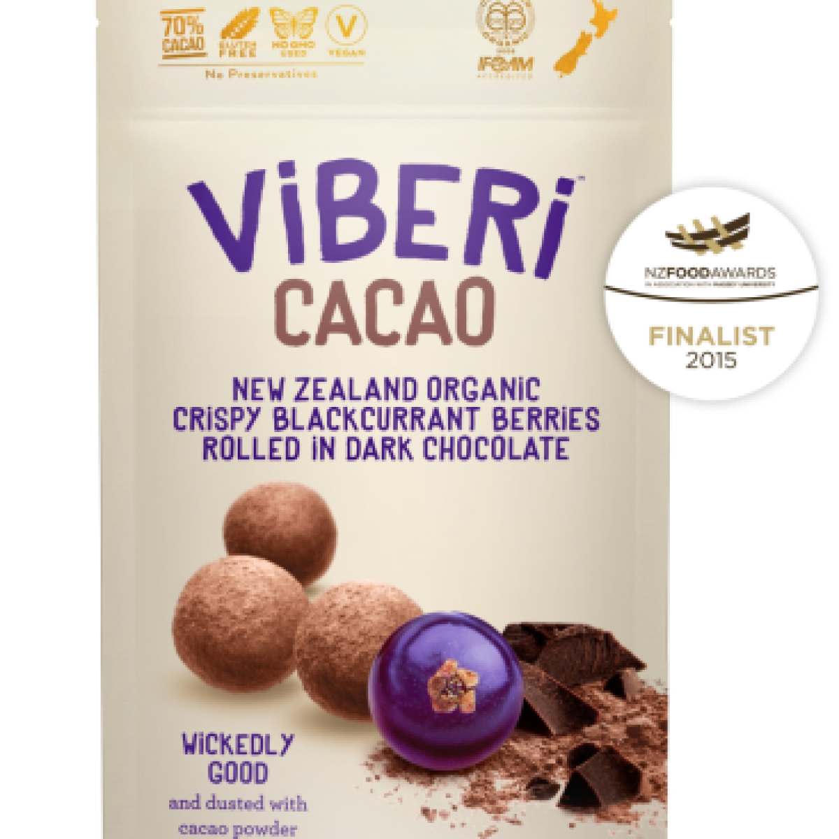 Viberi Cacao Dusted Blackcurrants 90g
