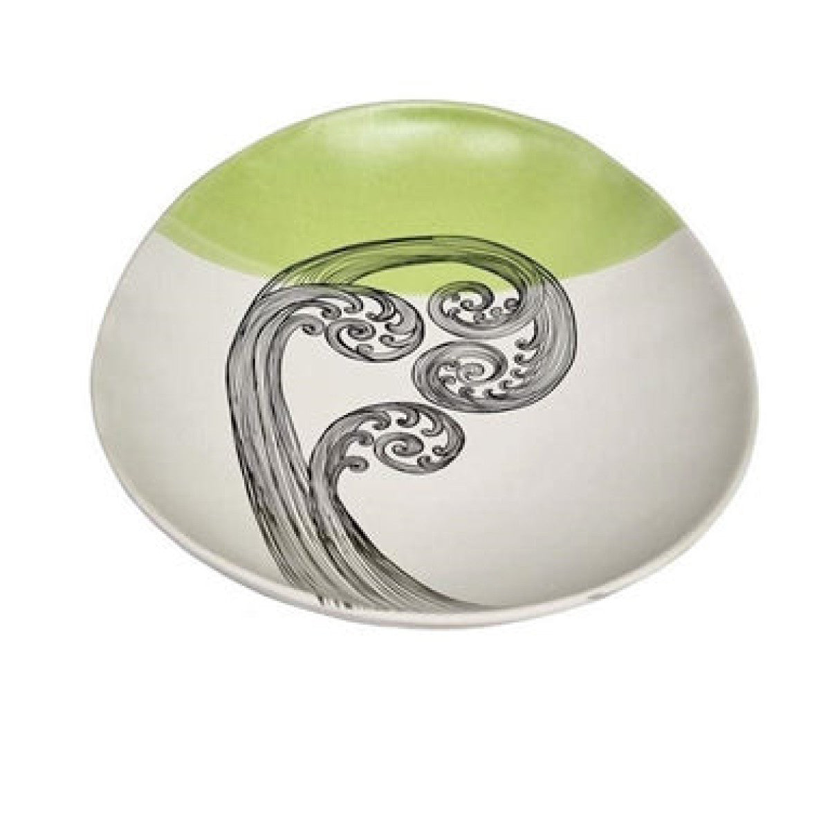Ponga Frond 3 Green Dipped Bowl 24cm