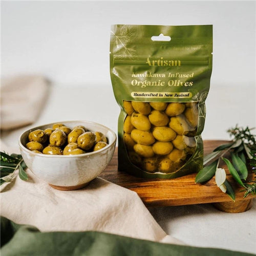 Organic Green Kawakawa Infused Olives