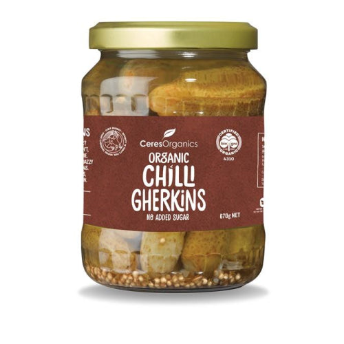 Organic Chilli Gherkins No Added Sugar 670G