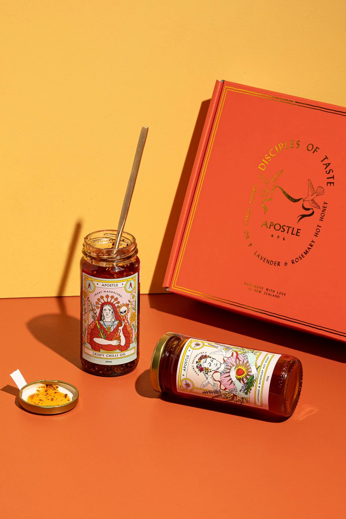 Apostle Chilli Oil, Hot Honey & Spoon Gift Set