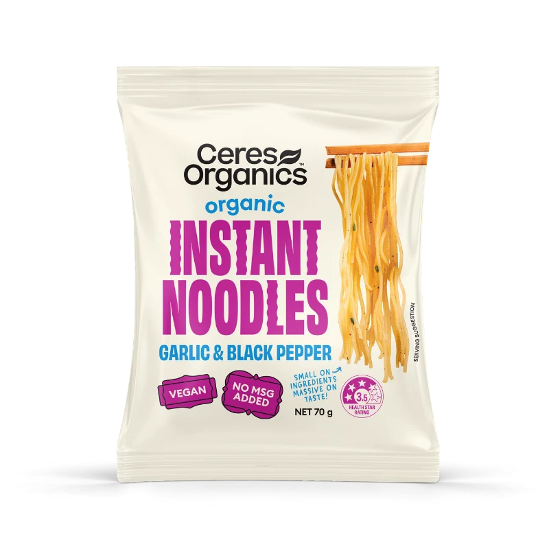 Ceres Organics Instant Noodles - Garlic & Black Pepper