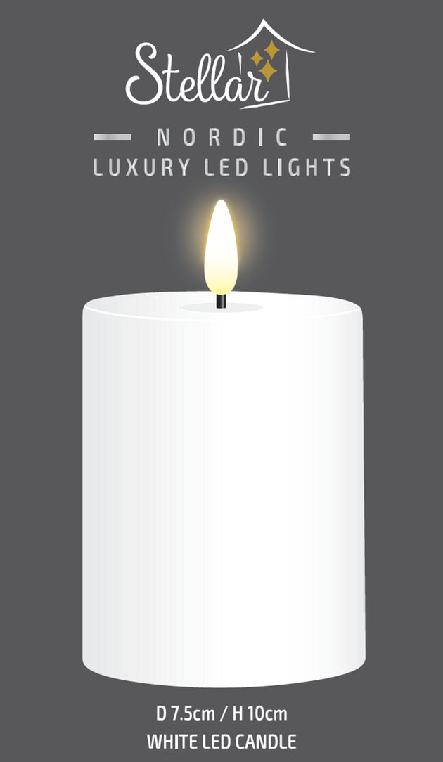 10cm x 7.5cm Classic Ivory Pillar LED Candle