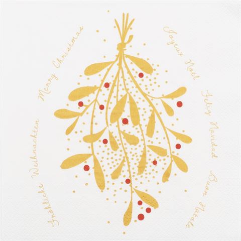 Mistletoe Gold Christmas Luncheon Napkin