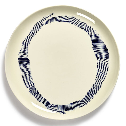 Ottolenghi Plate White with Blue Stripes - Large