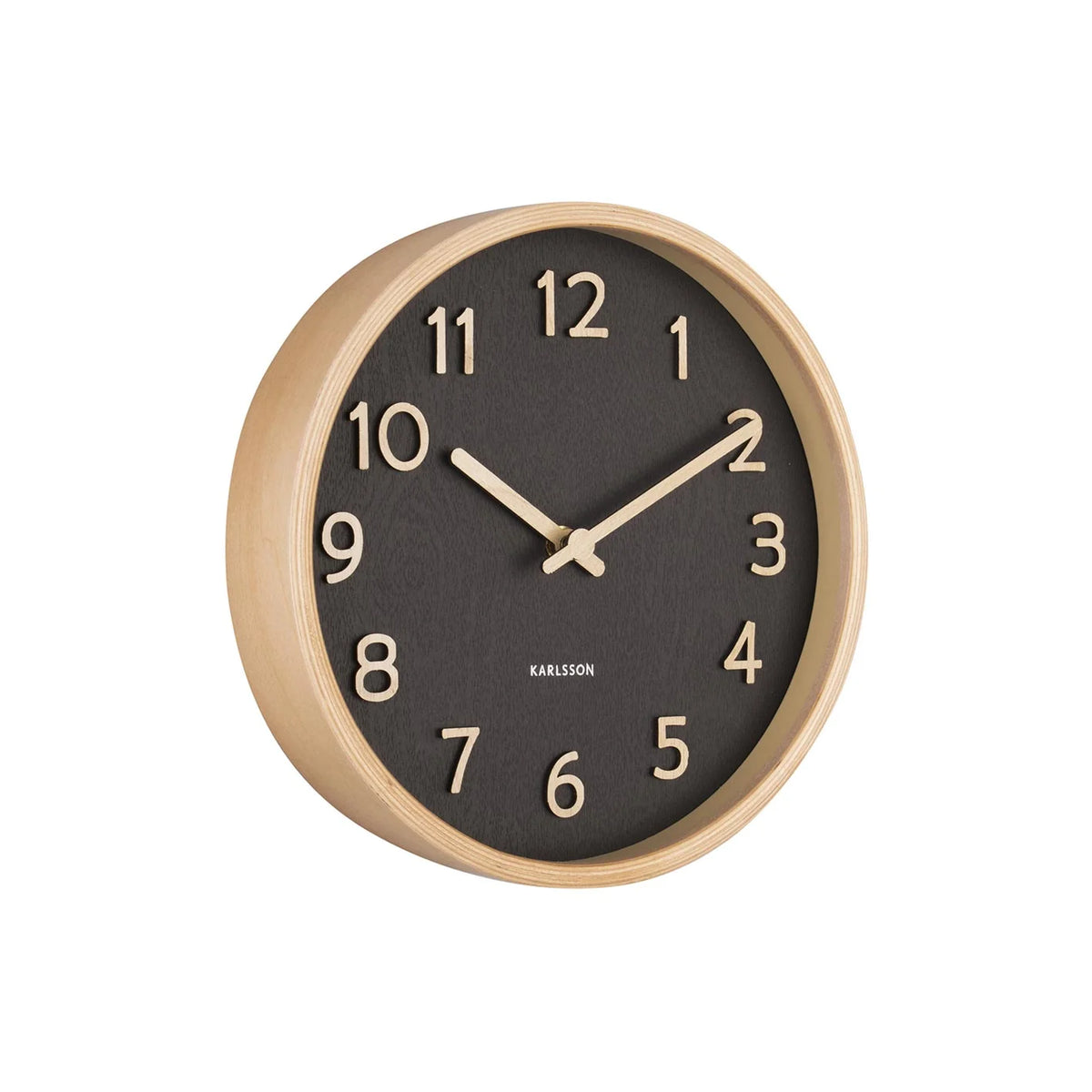 Pure Wood Grain Wall Clock - Small Black