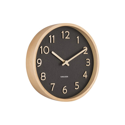 Pure Wood Grain Wall Clock - Small Black