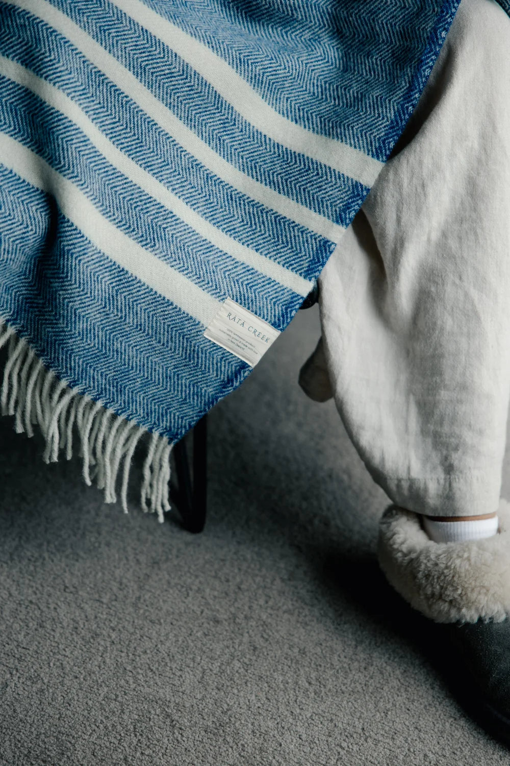 Rata Creek Blue Herringbone Throw