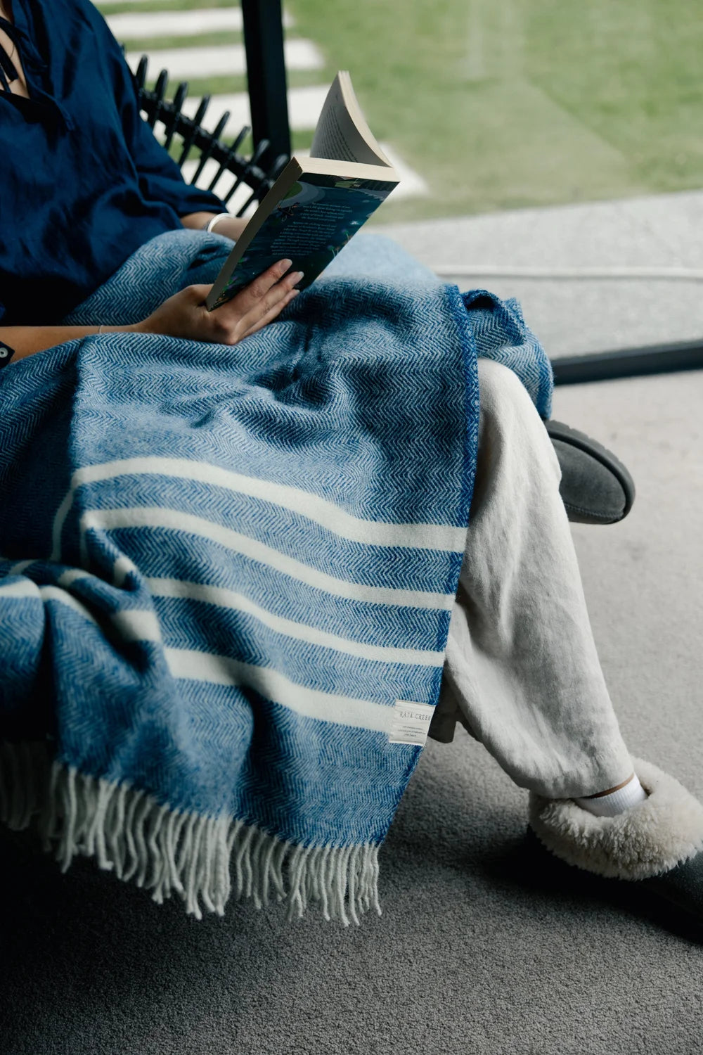Rata Creek Blue Herringbone Throw