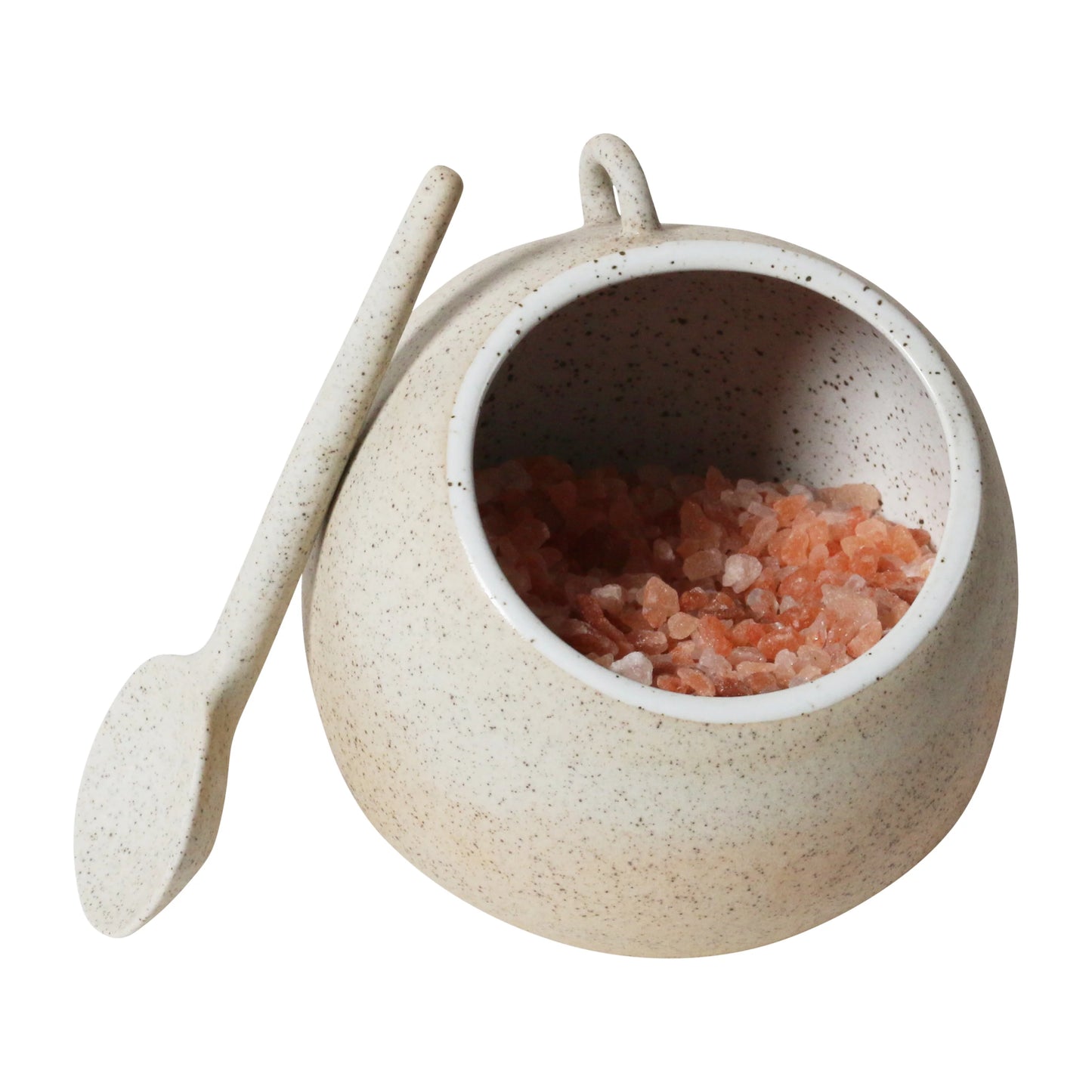 Salt Pig With Spoon- White Garden To Table
