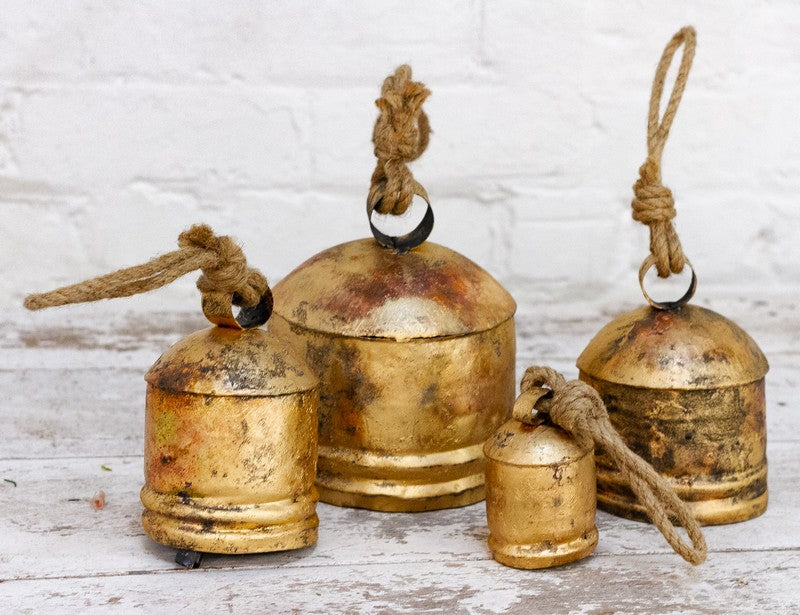 Set of 4 Gold Forged Bells