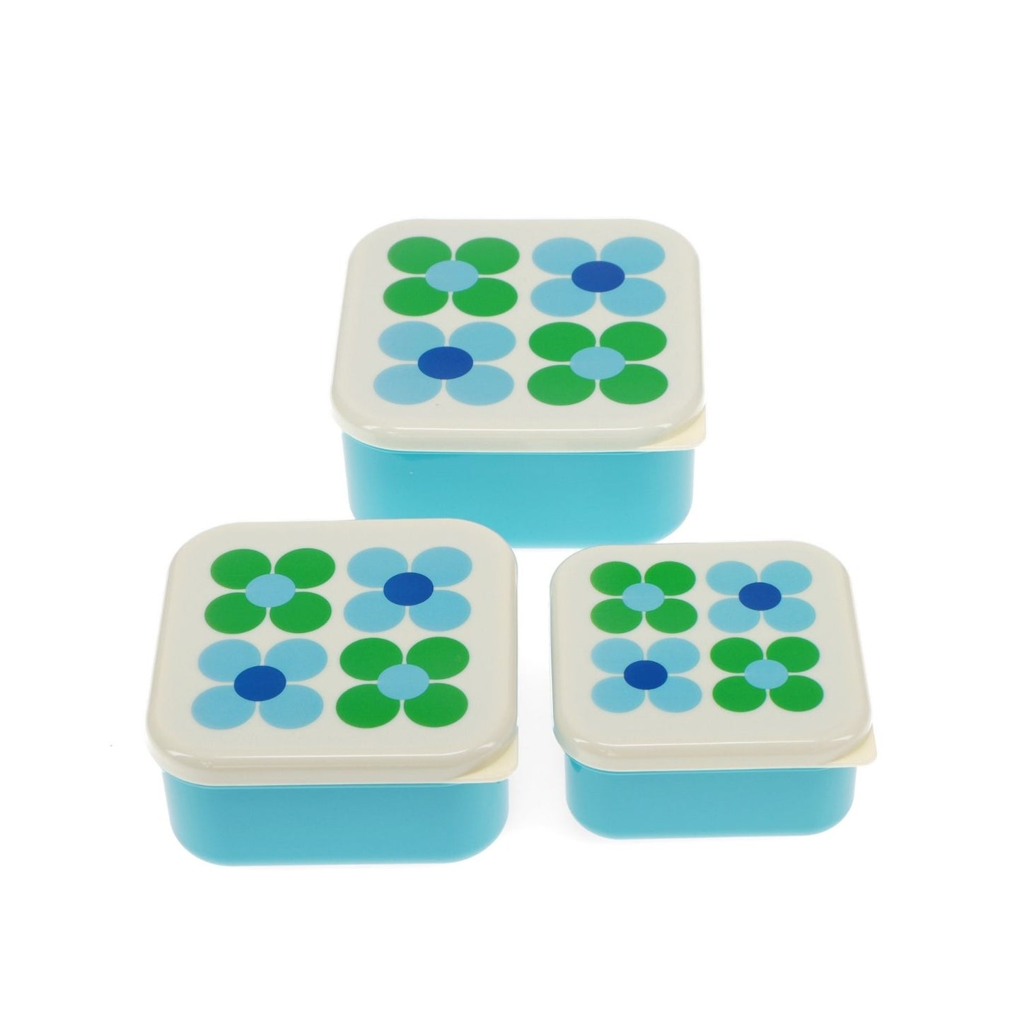 Snack Boxes (Set of 3) Blue & Green Daisy