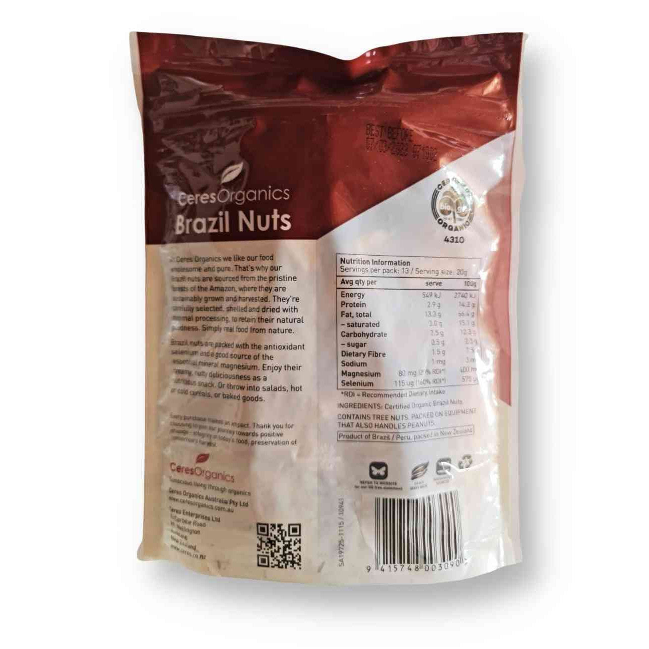Brazil Nuts In Resealable Pouch 250G &#8211; Keto Friendly Back Panel