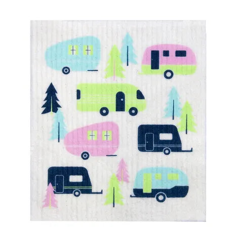Retro Kitchen Dish Cloth Caravans