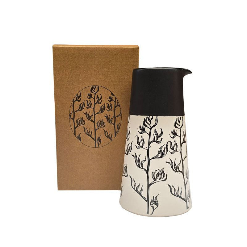 Harakeke Black on White Jug