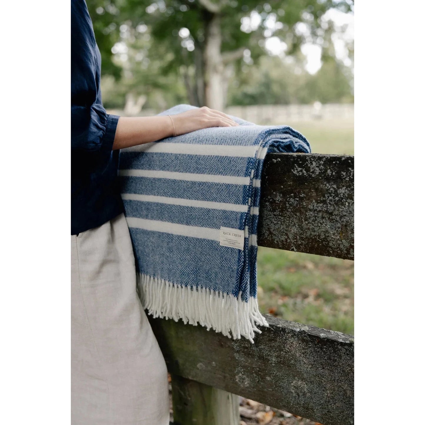 Rata Creek Blue Herringbone Throw