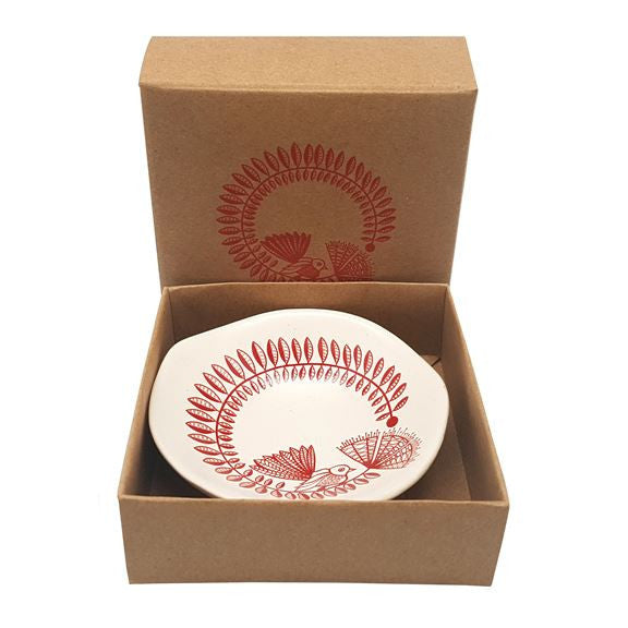 Red Fantail & Pohutukawa on White 7cm Bowl