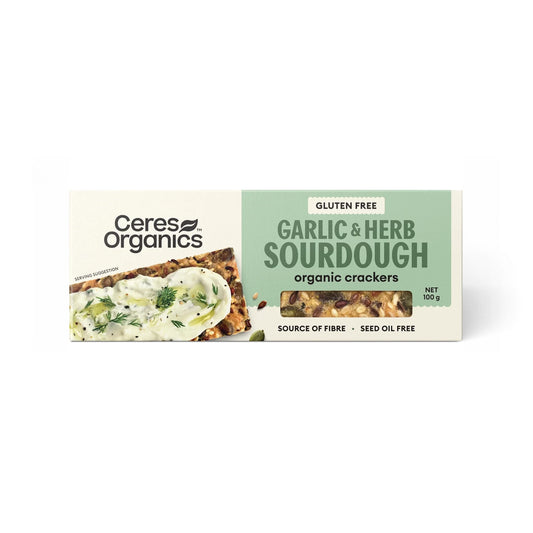 Ceres Organic Sourdough Crackers, Garlic & Herb