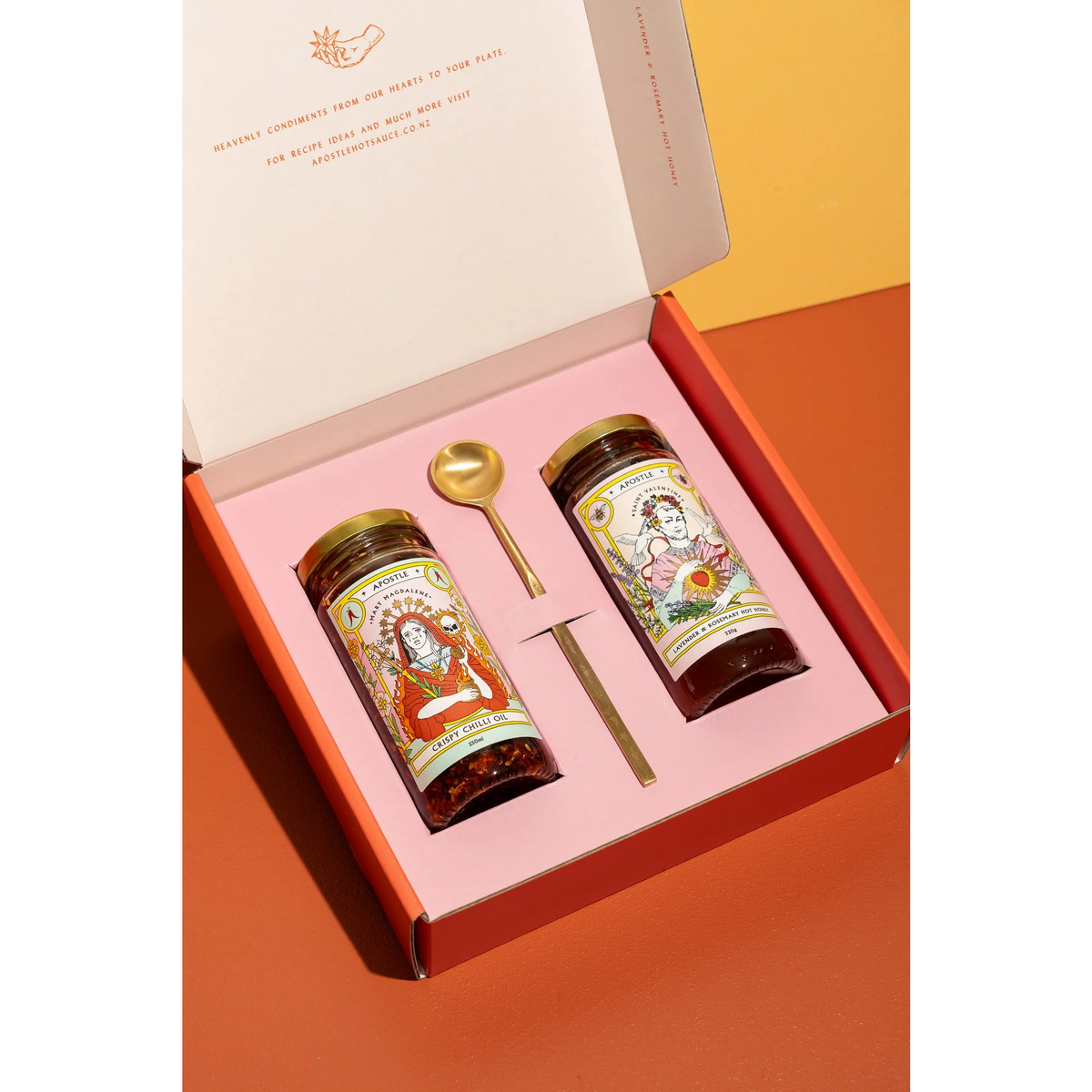 Apostle Chilli Oil, Hot Honey & Spoon Gift Set