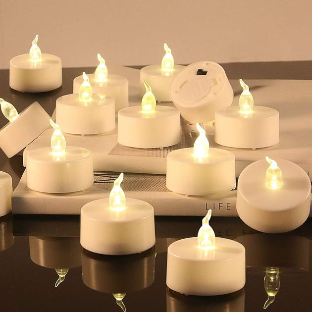 6 Pack White Tealight LED Candles with timer
