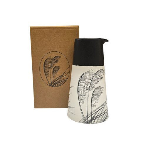 Toetoe Black on White Jug